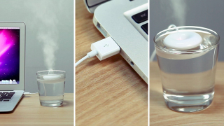 Illustration for article titled Tiny Floating Donut Turns a Glass Of Water Into a Humidifier